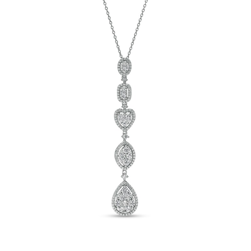 Main Image 1 of Marilyn Monroe™ Collection 2 CT. T.W. Composite Diamond Multi-Shape Drop Pendant in 10K White Gold