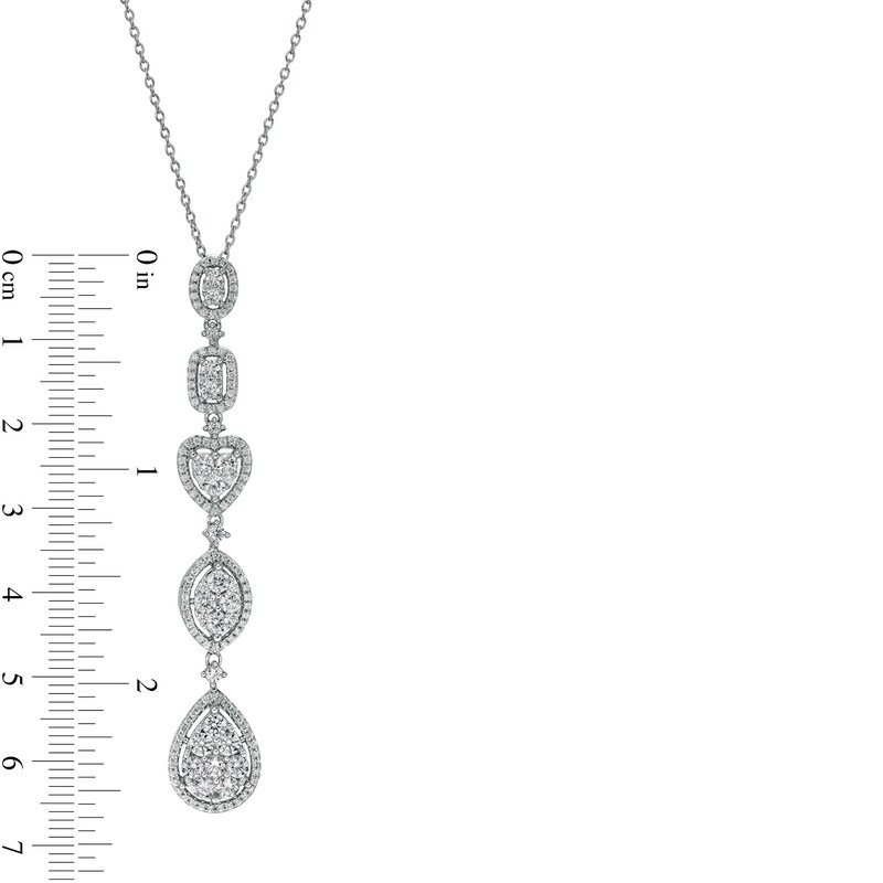Main Image 2 of Marilyn Monroe™ Collection 2 CT. T.W. Composite Diamond Multi-Shape Drop Pendant in 10K White Gold