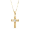 Thumbnail Image 1 of Child's 3.0mm Cubic Zirconia Cross Pendant in 14K Gold – 15"
