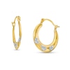 Thumbnail Image 0 of Child's Diamond-Cut Heart Trio Graduated Tube Hoop Earrings in 14K Two-Tone Gold