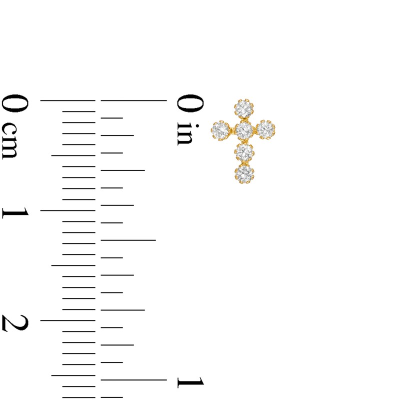 Main Image 3 of Child's Cubic Zirconia Cross Stud Earrings in 14K Gold