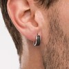 Thumbnail Image 2 of 1/2 CT. T.W. Black Enhanced Diamond Triple Row Huggie Hoop Earrings in 10K White Gold