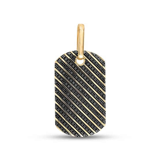 1/2 CT. T.w. Black Enhanced Diamond Slant Striped Dog Tag Necklace Charm in 10K Gold