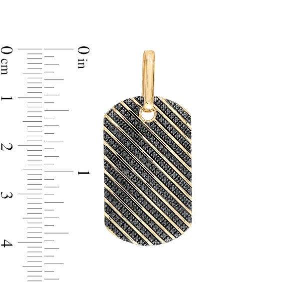 1/2 CT. T.w. Black Enhanced Diamond Slant Striped Dog Tag Necklace Charm in 10K Gold