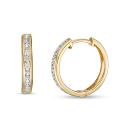 1/2 CT. T.W. Diamond Hoop Earrings in 10K Gold