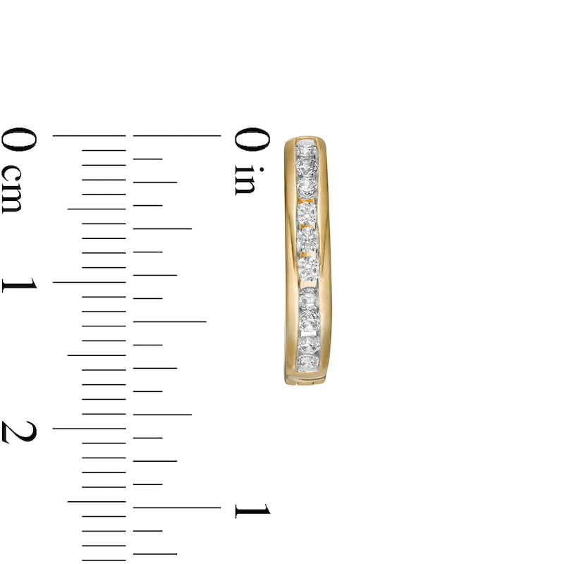 Main Image 3 of 1/2 CT. T.W. Diamond Hoop Earrings in 10K Gold