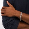 Thumbnail Image 2 of 1 CT. T.W. Black Enhanced and White Diamond Triple Row Rounded Brick Link Bracelet in 10K White Gold - 8.5"