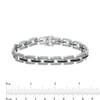 Thumbnail Image 4 of 1 CT. T.W. Black Enhanced and White Diamond Triple Row Rounded Brick Link Bracelet in 10K White Gold - 8.5"