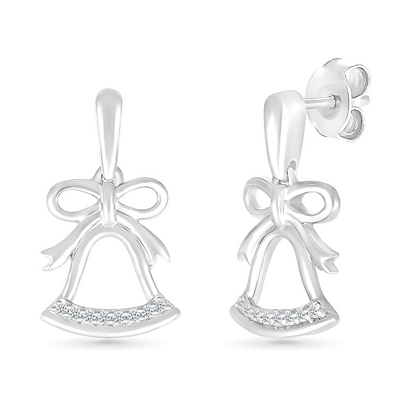 1/20 CT. T.W. Diamond Holiday Bell Drop Earrings in Sterling Silver
