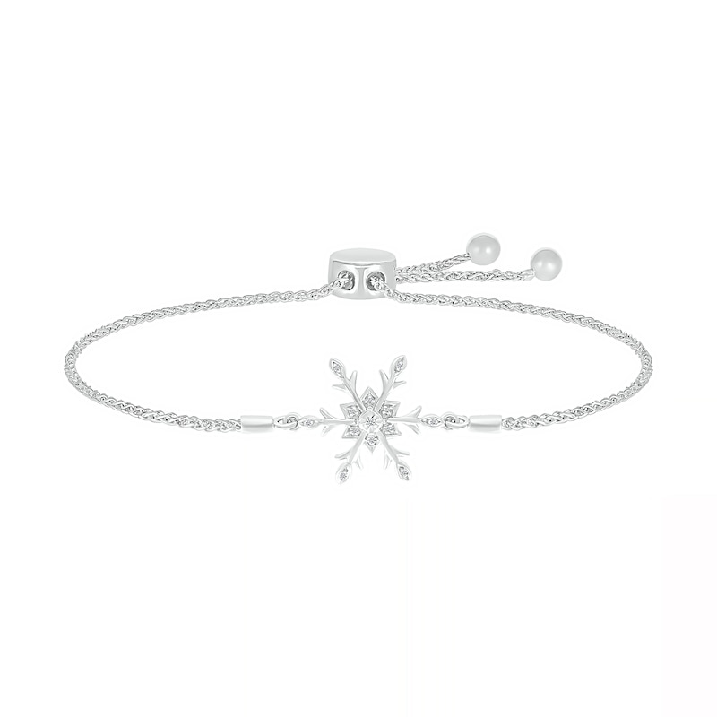 Diamond Accent Snowflake Bolo Bracelet in Sterling Silver - 9.5