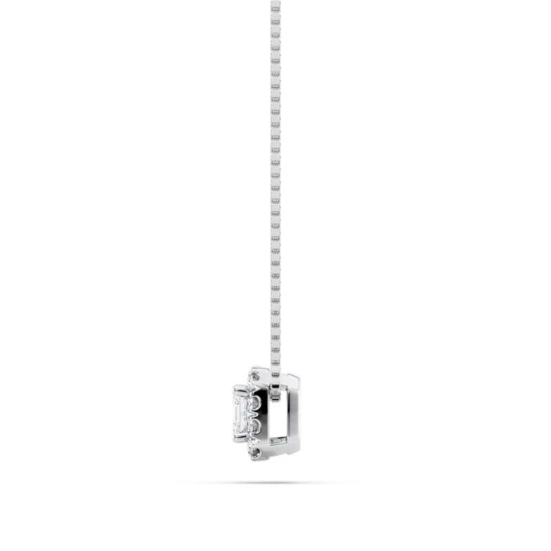 Main Image 2 of 1/4 CT. T.W. GIA-Graded Asscher-Cut Diamond Tilted Frame Pendant in 14K White Gold (I/VS1)