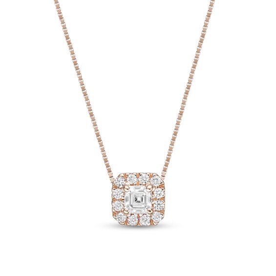 1/4 CT. T.w. GIA-Graded Asscher-Cut Diamond Tilted Frame Pendant in 14K Rose Gold (I/Vs1)