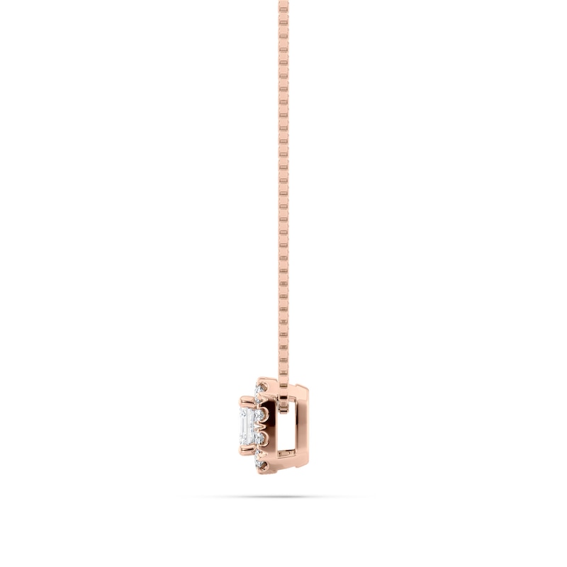 Main Image 2 of 1/4 CT. T.W. GIA-Graded Asscher-Cut Diamond Tilted Frame Pendant in 14K Rose Gold (I/VS1)