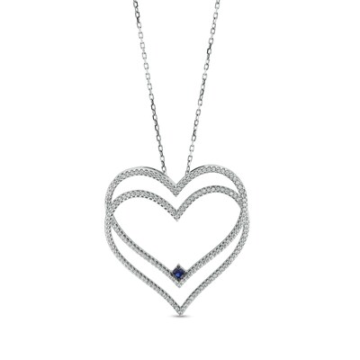 Diamond Open Double Heart Love Pendant 1/12ct 10k White Gold 