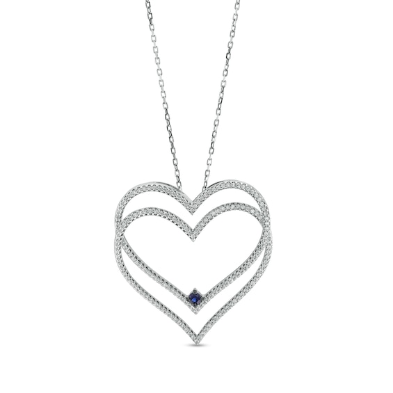 The Kindred Heart from Vera Wang Love Collection 1/2 CT. T.w. Diamond Double Heart Pendant in 10K White Gold – 19"