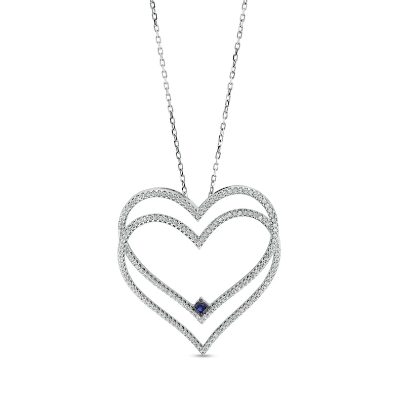 Main Image 1 of The Kindred Heart from Vera Wang Love Collection 1/2 CT. T.W. Diamond Double Heart Pendant in 10K White Gold – 19"