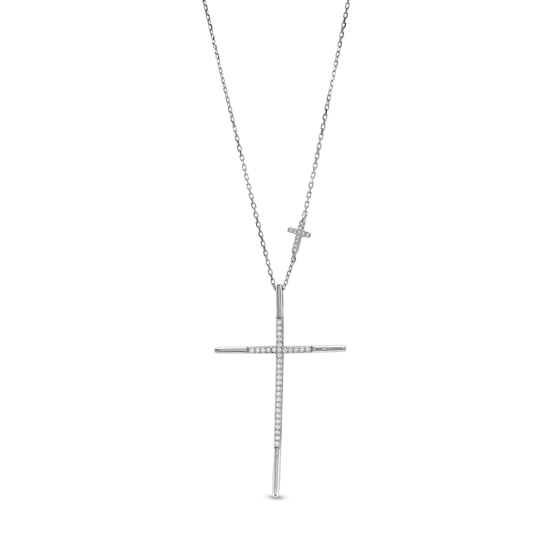 Main Image 1 of Vera Wang Love Collection 1/4 CT. T.W. Diamond Cross Pendant in 10K White Gold – 18.75"