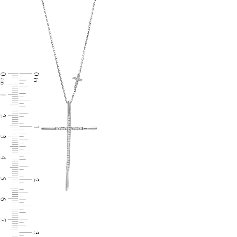 Main Image 3 of Vera Wang Love Collection 1/4 CT. T.W. Diamond Cross Pendant in 10K White Gold – 18.75"