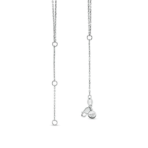 Vera Wang Love Collection Blue Sapphire and 1/6 CT. T.w. Diamond Layered Double Cross Necklace in 10K White Gold