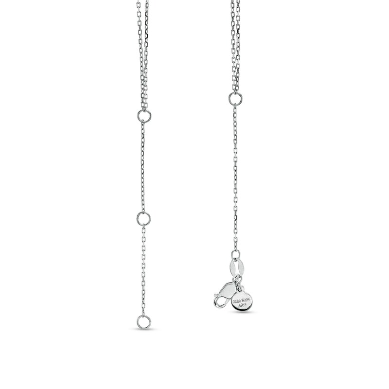 Main Image 2 of Vera Wang Love Collection Blue Sapphire and 1/6 CT. T.W. Diamond Layered Double Cross Necklace in 10K White Gold