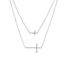 Thumbnail Image 1 of Vera Wang Love Collection 1/5 CT. T.W. Diamond Double Strand Sideways Cross Pendant in 10K White Gold – 28.5&quot;