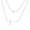 Thumbnail Image 2 of Vera Wang Love Collection 1/5 CT. T.W. Diamond Double Strand Sideways Cross Pendant in 10K White Gold – 28.5&quot;