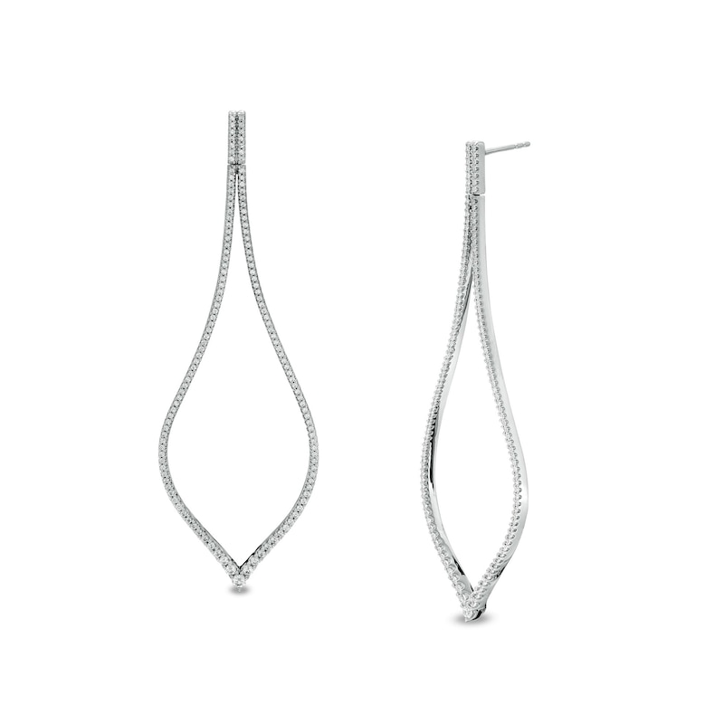 Main Image 1 of Vera Wang Love Collection 1-1/2 CT. T.W. Diamond Teardrop Drop Earrings in 10K White Gold