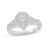 Thumbnail Image 1 of 1/2 CT. T.W. Pear-Shaped Diamond Frame Vintage-Style Multi-Row Engagement Ring in 10K White Gold