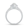 Thumbnail Image 3 of 1/2 CT. T.W. Pear-Shaped Diamond Frame Vintage-Style Multi-Row Engagement Ring in 10K White Gold