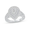 Thumbnail Image 1 of 1-1/2 CT. T.W. Pear-Shaped Diamond Frame Vintage-Style Multi-Row Engagement Ring in 14K White Gold