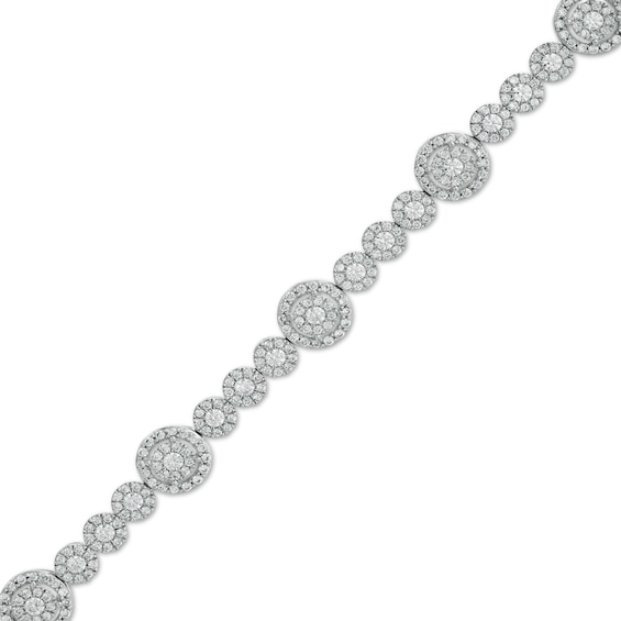 3 CT. T.w. Composite Diamond Frame Alternating Bracelet in 10K White Gold in 10K White Gold – 7.25"