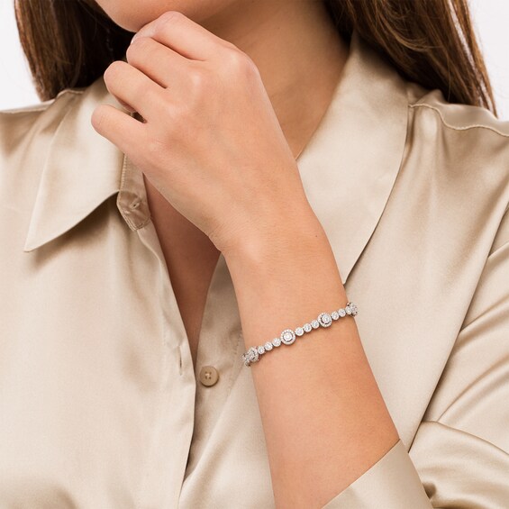 3 CT. T.w. Composite Diamond Frame Alternating Bracelet in 10K White Gold in 10K White Gold – 7.25"