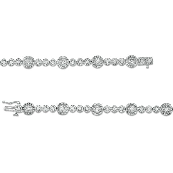 3 CT. T.w. Composite Diamond Frame Alternating Bracelet in 10K White Gold in 10K White Gold – 7.25"