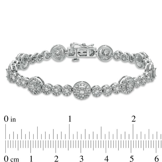 3 CT. T.w. Composite Diamond Frame Alternating Bracelet in 10K White Gold in 10K White Gold – 7.25"