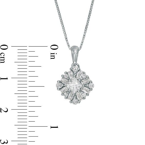 3/4 CT. T.w. Diamond Tilted Cushion Pendant in 10K White Gold