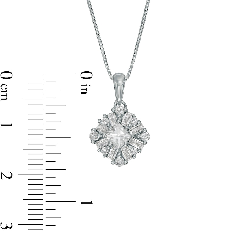 Main Image 3 of 3/4 CT. T.W. Diamond Tilted Cushion Pendant in 10K White Gold