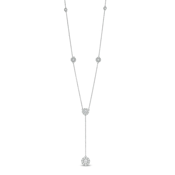 1 CT. T.w. Composite Diamond Station "Y" Necklace in 10K White Gold â 19.5"