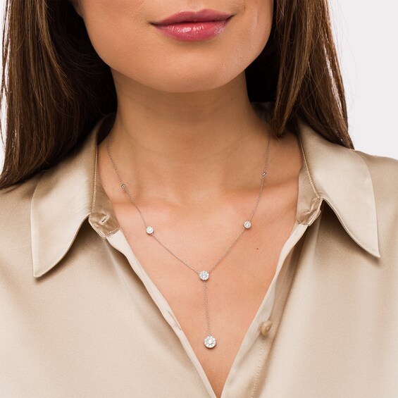 1 CT. T.w. Composite Diamond Station "Y" Necklace in 10K White Gold â 19.5"