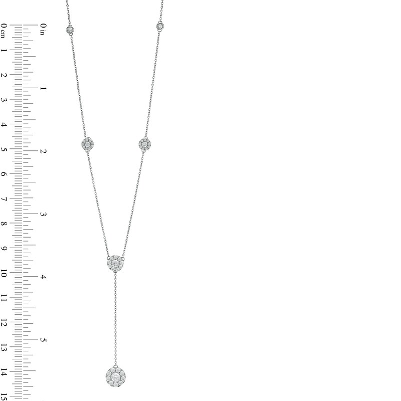 Main Image 3 of 1 CT. T.W. Composite Diamond Station "Y" Necklace in 10K White Gold – 19.5"