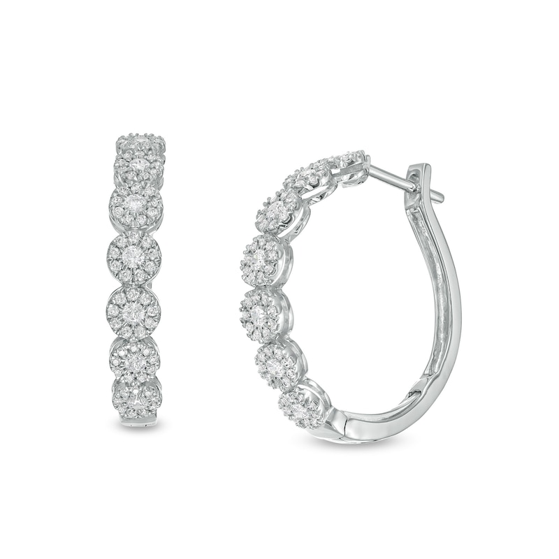 Main Image 1 of 1 CT. T.W. Diamond Frame Hoop Earrings in 10K White Gold