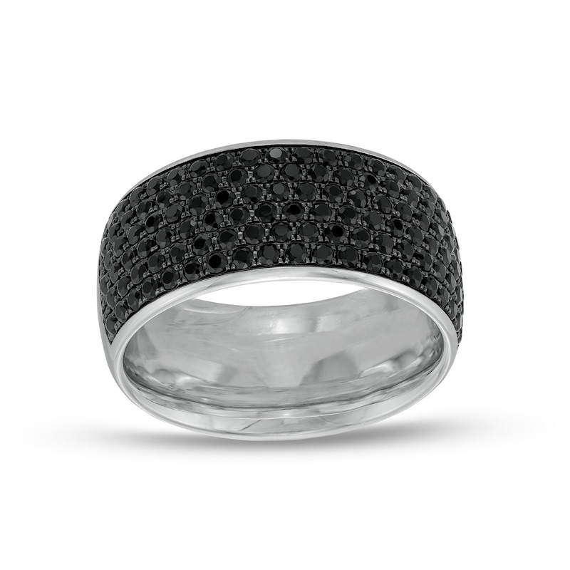Men's 2 CT. T.W. Black Enhanced Diamond Comfort-Fit Dome Ring in 14K White Gold