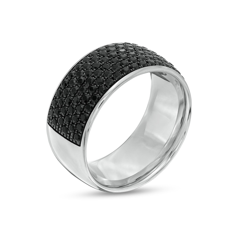 Men's 2 CT. T.W. Black Enhanced Diamond Comfort-Fit Dome Ring in 14K White Gold
