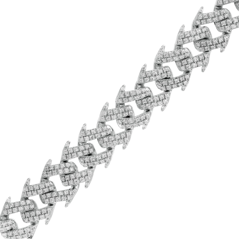 Main Image 1 of 3-1/2 CT. T.W. Diamond Spiked Curb Chain Bracelet in 10K White Gold - 8.5"