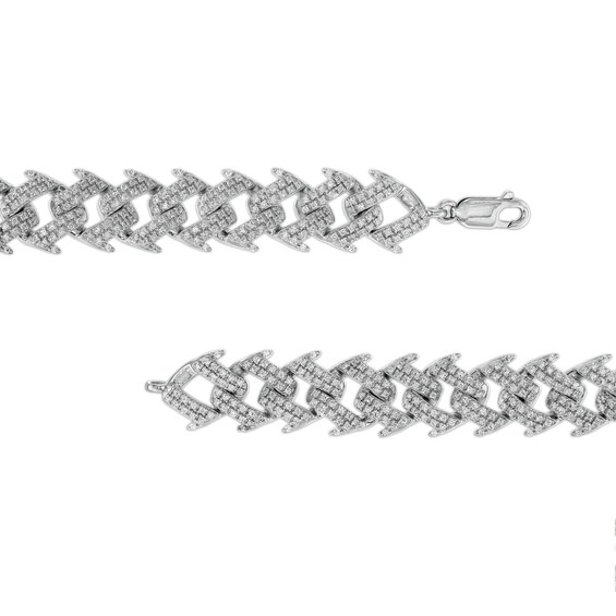 3-1/2 CT. T.w. Diamond Spiked Curb Chain Bracelet in 10K White Gold - 8.5"