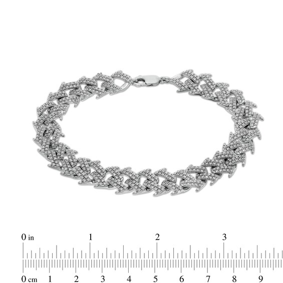 3-1/2 CT. T.w. Diamond Spiked Curb Chain Bracelet in 10K White Gold - 8.5"