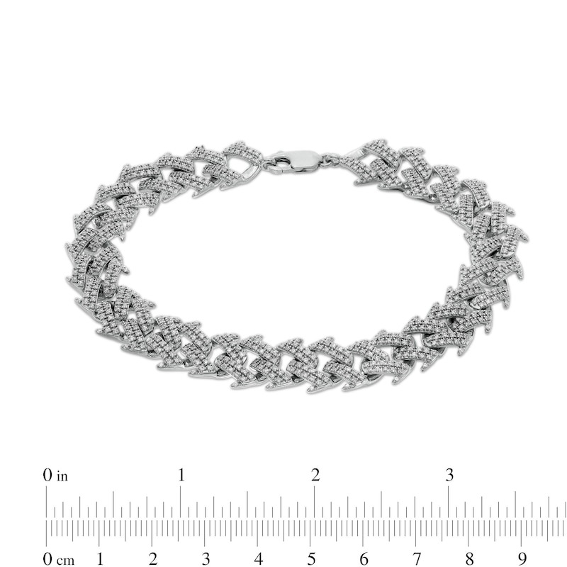 Main Image 3 of 3-1/2 CT. T.W. Diamond Spiked Curb Chain Bracelet in 10K White Gold - 8.5"