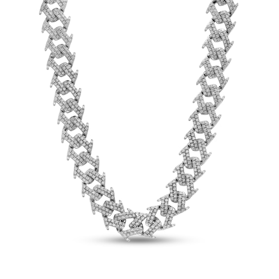 Men's 9 CT. T.w. Diamond Spiked Curb Chain Necklace in 10K White Gold - 22"