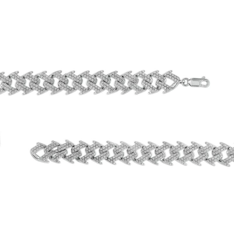 Main Image 2 of Men's 9 CT. T.W. Diamond Spiked Curb Chain Necklace in 10K White Gold - 22"
