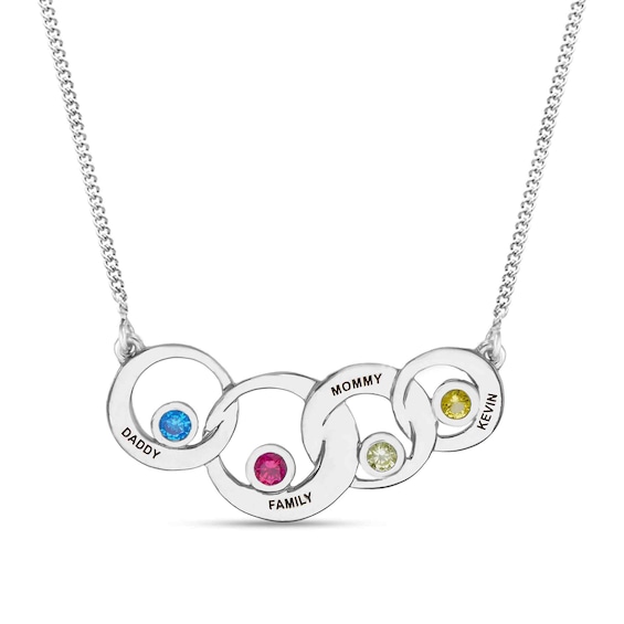 Gemstone Interlocking Circles Necklace (2-5 Stones)