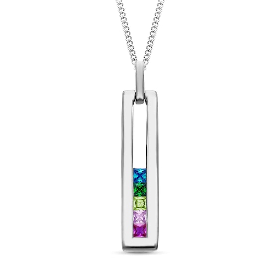 Signet® Gemstone Linear Bar Outline Pendant (1-8 Stones)